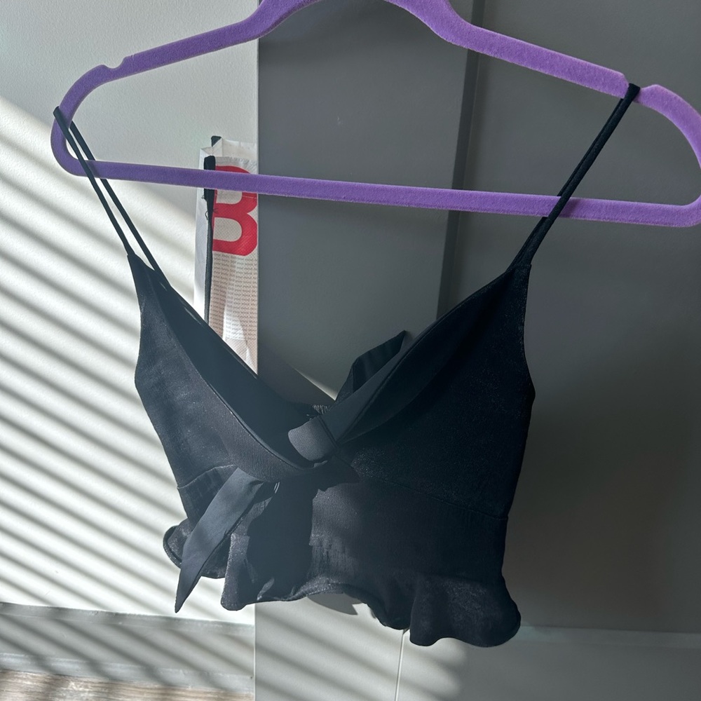 Zara Black Tie Front Tank Top